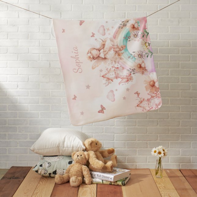 Fairy Girls Magic Teapot Birthday greeting Card Baby Blanket (In Situ)