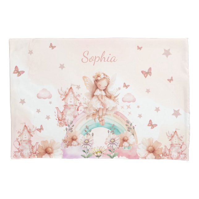 Fairy Girls Magic Teapot Birthday greeting Card Pillow Case (Front)