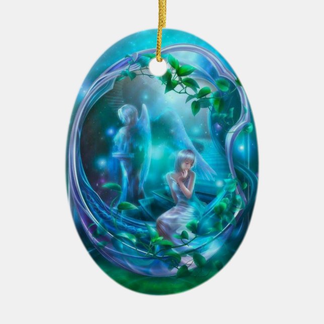 Fairy - Girly Digital Art Ceramic Ornament (Front)