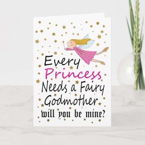 Fairy Girly Will You Be My Godmother Photo Card