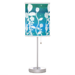 Fairy Glitter Flowers Mermaid Turquoise Ombre Table Lamp