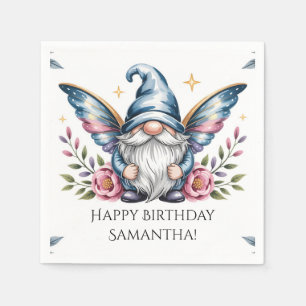 Fairy Gnome and Rose with Custom Text Napkins