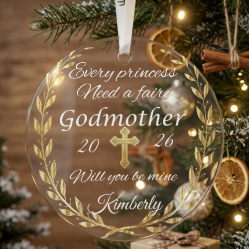 Fairy Godmother Proposal  Custom godmother  Glass Ornament