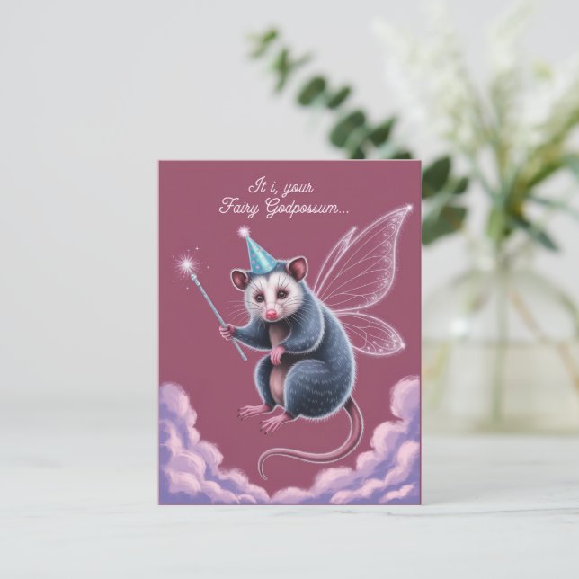 Fairy GodPossum Happy Birthday  Postcard (Standing Front)