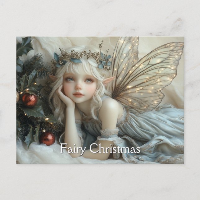   Fairy Gold Wings Red Christmas Ornaments   Postcard (Front)
