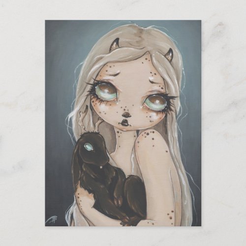 Fairy gothic jackalope fantasy art postcard