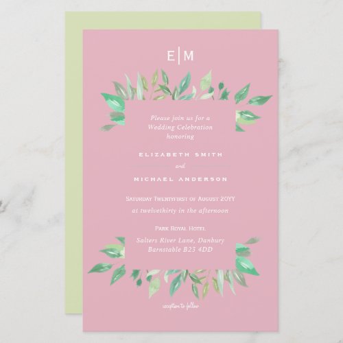 Fairy Green Pink Budget Wedding Invite A9