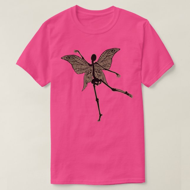 Fairy Grunge Fairycore Aesthetic Dancing Skeleton  T-Shirt (Design Front)