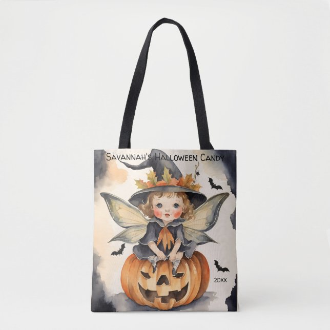 Fairy Halloween Personalized Candy Tote Bag (Front)