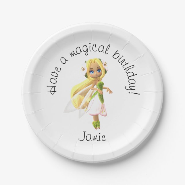 Fairy "Have a Magical Birthday" Party Paper Plates (Front)