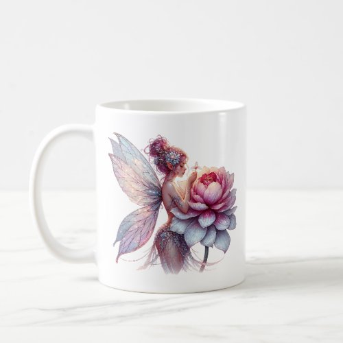 Fairy Holding an Over_sized Flower Personalized Coffee Mug