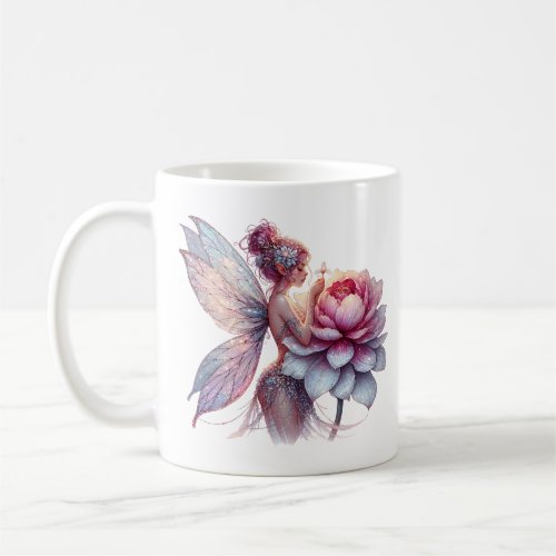 Fairy Holding an Over_sized Flower Personalized Coffee Mug