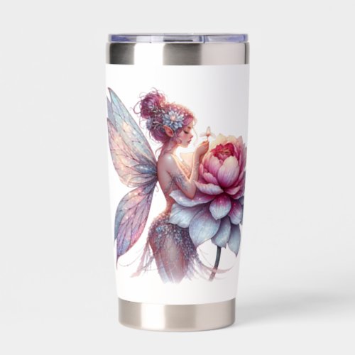 Fairy Holding an Over_sized Flower Personalized Insulated Tumbler
