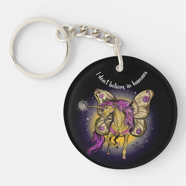 Fairy Horse Yellow Emperor Moth Keychain (Front)