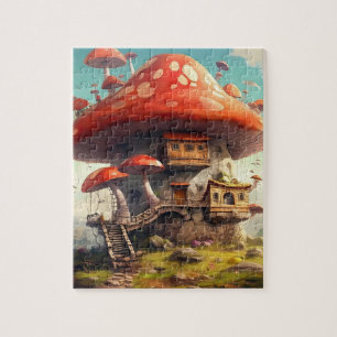 Fairy House and Mushroom Harmony Garden Jigsaw Puzzle