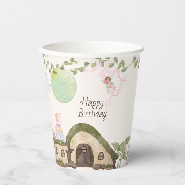 Fairy house birthday party  paper cups (Front)