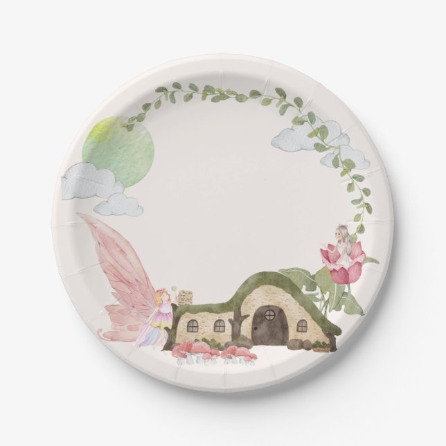 Fairy house birthday party  paper plates (Front)