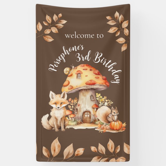 Fairy House Woodland Creature Birthday Party Banner (Vertical)