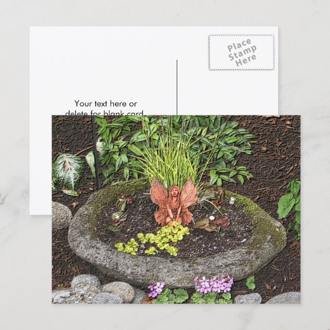 Fairy In A Garden Nature Art Personalized Postcard (Front/Back)