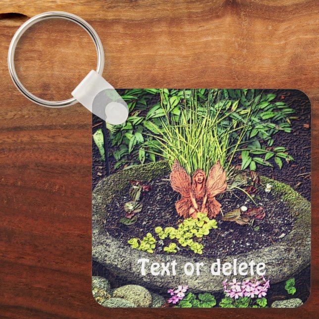 Fairy In A Garden Nature Personalized Keychain (Front)