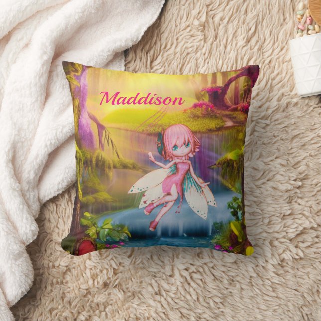 Fairy In A Magical Forest Throw Pillow (Blanket)