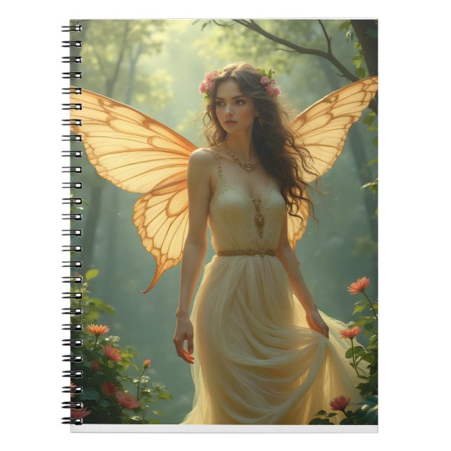 Fairy in a White Dress in the Forest Notebook (Front)