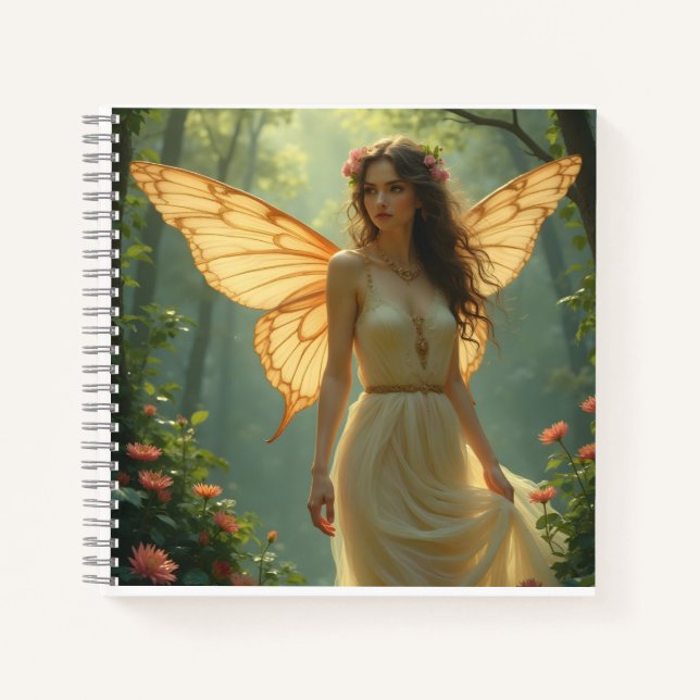 Fairy in a White Dress in the Forest Notebook (Front)