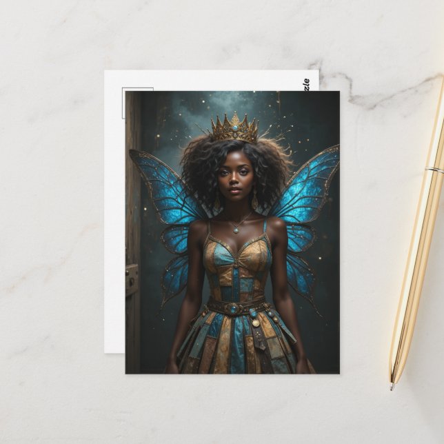 Fairy in an Upcycled Dress Postcard (Front/Back In Situ)