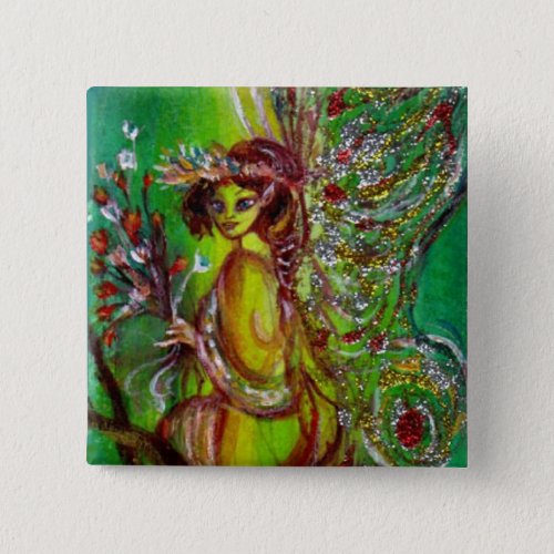 FAIRY IN GREEN PINBACK BUTTON