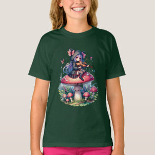 Fairy in Hoodie Playing Viola on a Mushroom T-Shirt
