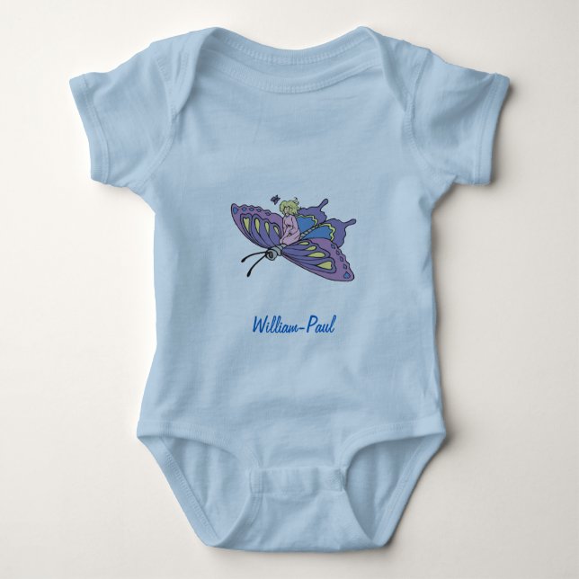 Fairy in Pink Flying on Butterfly Baby Bodysuit (Front)