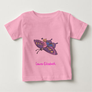 Fairy in Pink Flying on Butterfly Baby T-Shirt