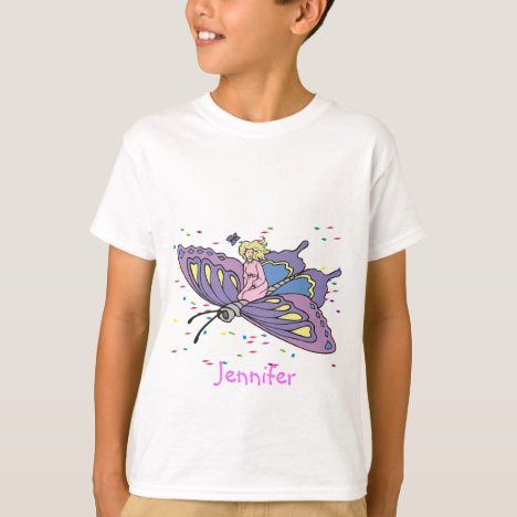 Fairy in Pink Flying on Butterfly T-Shirt
