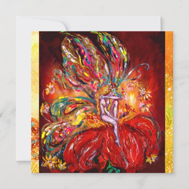 FAIRY IN RED ,gold metallic ,yellow  green Announcement (Front)