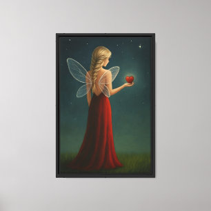 Fairy in Red Holding Heart Canvas Art Print