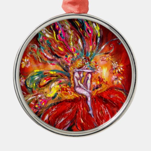 FAIRY IN RED METAL ORNAMENT