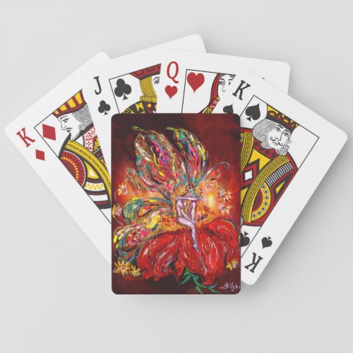 FAIRY IN RED PLAYING CARDS