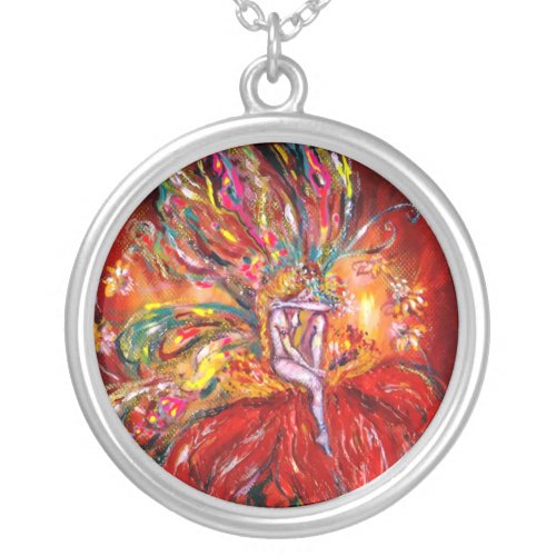 FAIRY IN RED SILVER PLATED NECKLACE