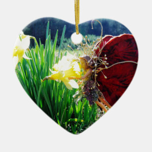 Fairy in the Daffodils Ceramic Ornament