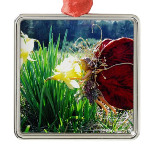 Fairy in the Daffodils Metal Ornament