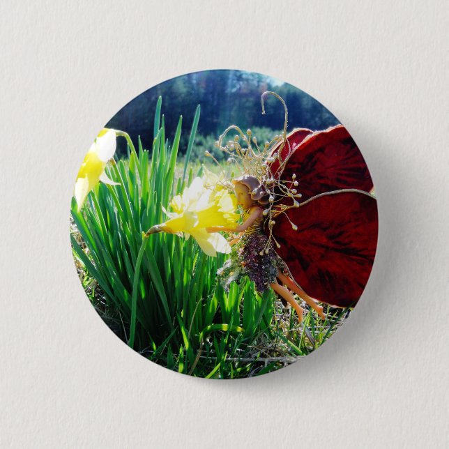 Fairy in the Daffodils Pinback Button (Front)