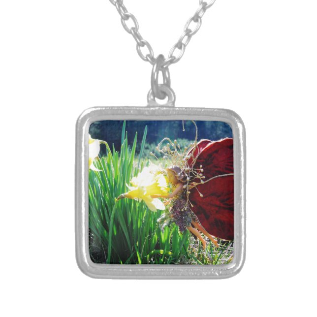 Fairy in the Daffodils Silver Plated Necklace (Front)