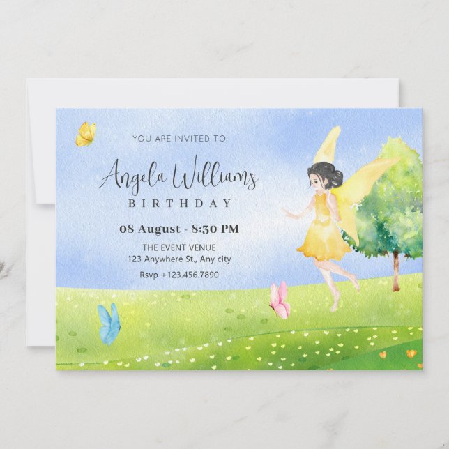 Fairy in the garden  invitation (Front)