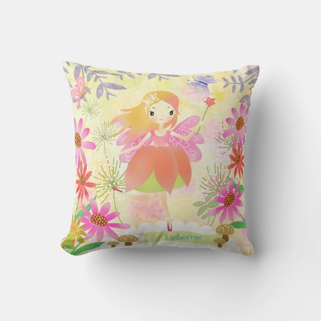 Fairy in the Garden. Personalized.Throw Pillow (Front)