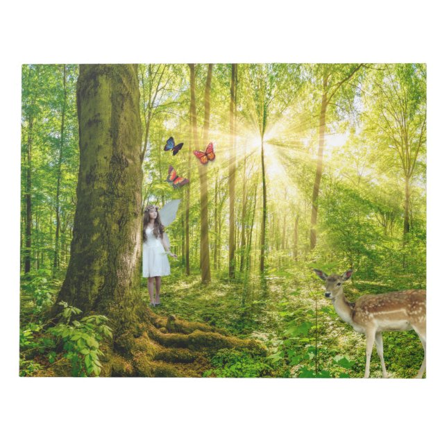 Fairy in the magic forest with Bambi and butterfly Notepad (Front)