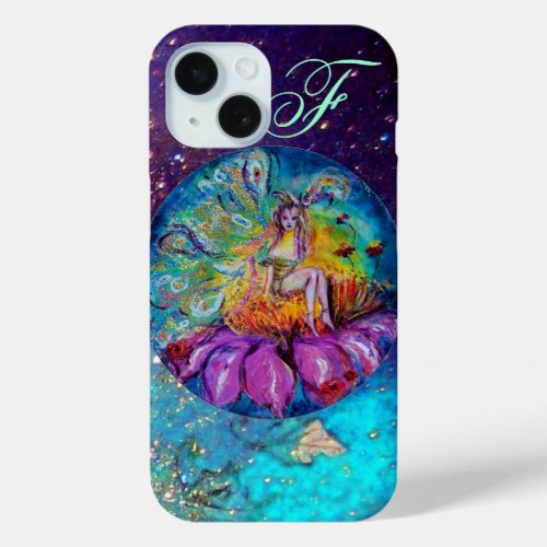FAIRY IN THE NIGHT   Blue Teal Monogram iPhone 15 Case