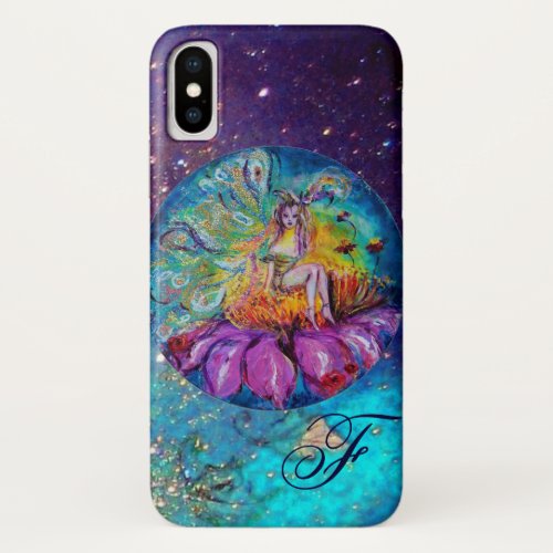 FAIRY IN THE NIGHT   Blue Teal Monogram iPhone X Case