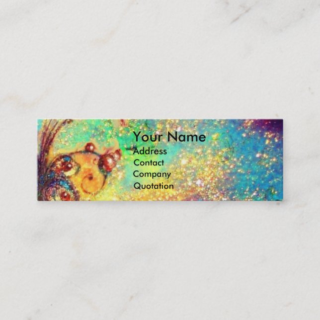 FAIRY IN THE NIGHT / MAGIC BUTTERFLY PLANT teal Mini Business Card (Front)