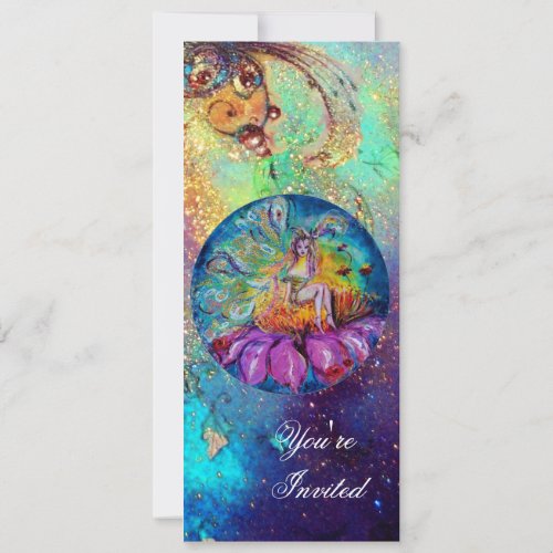 FAIRY IN THE NIGHT pink yellow blue red sparkles Invitation