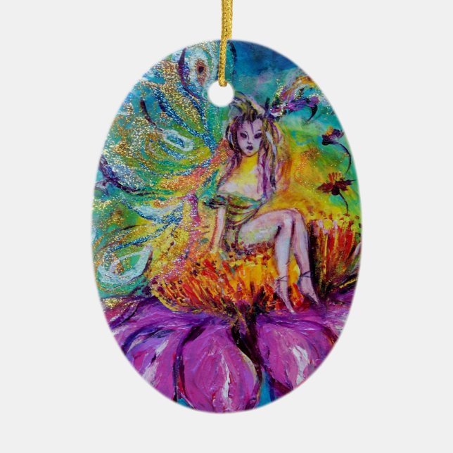 FAIRY IN THE NIGHT  VIBRANT BLUE SAPPHIRE Gem Ceramic Ornament (Front)